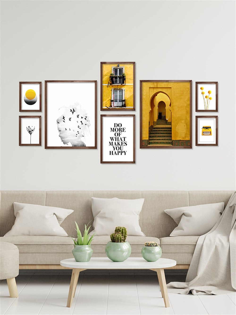 Sarı Şehir Manzaraları Çerçeveli Tablo Set