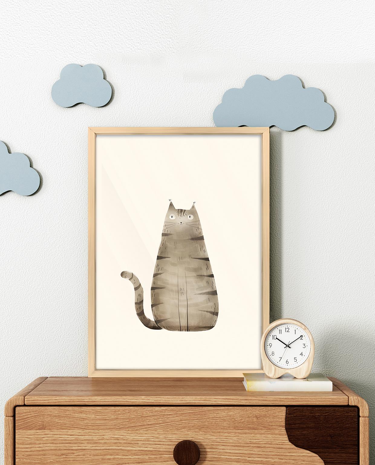 Şaşkın Kedi Çerçeveli Tablo