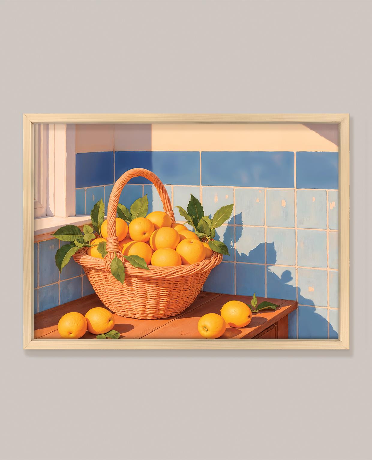 Sepetteki Limonlar Çerçeveli Poster