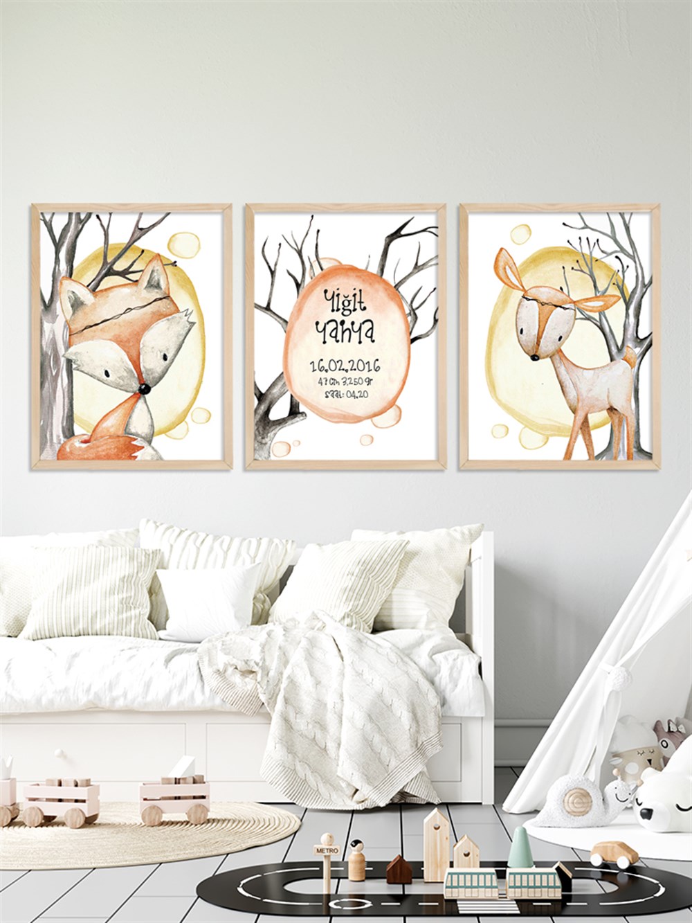 Sevimli Tilki Çocuk Odası Çerçeveli Tablo Set