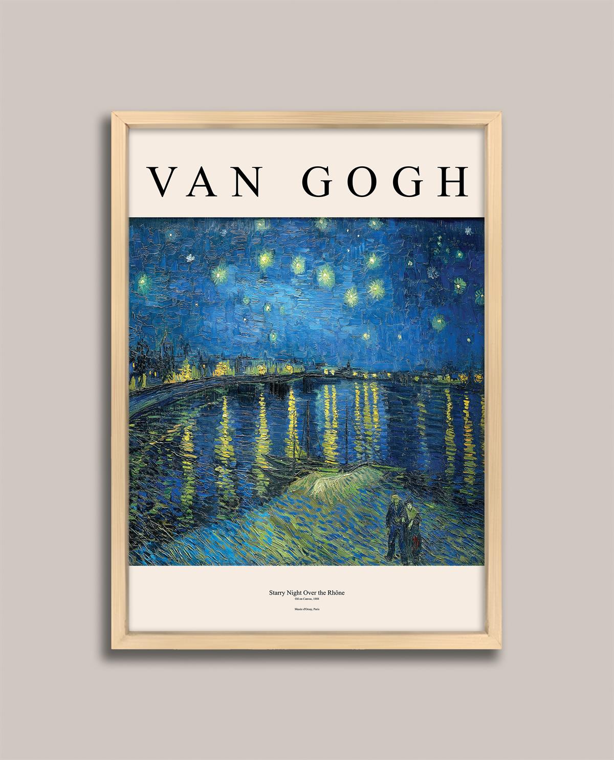 Van Gogh - Ren Nehri'nde Yıldızlı Bir Gece Çerçeveli Tablo