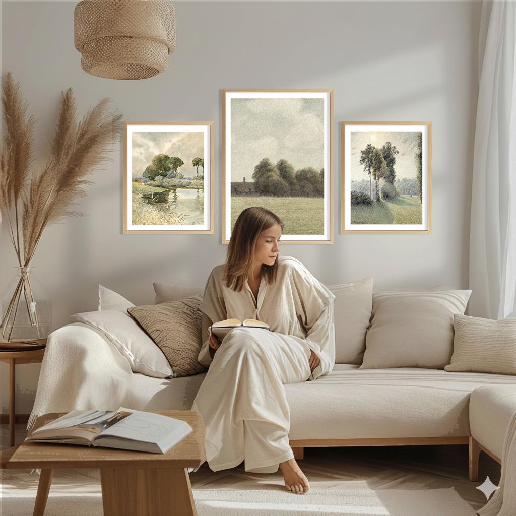 Yeşil Manzaralar Çerçeveli Tablo Set