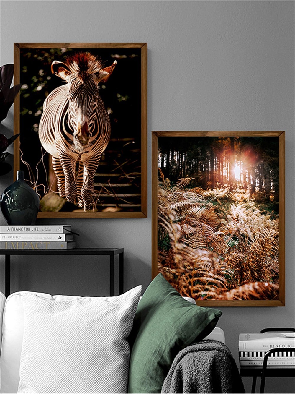 Zebra ve Doğa Çerçeveli Tablo Set