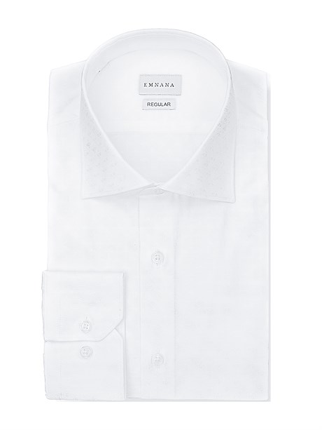 Beyaz Desenli Regular Fit Gömlek