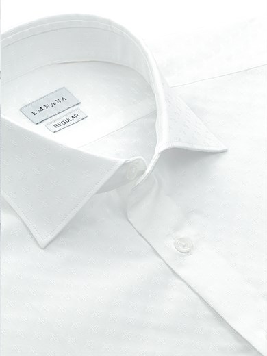 Beyaz Desenli Regular Fit Gömlek