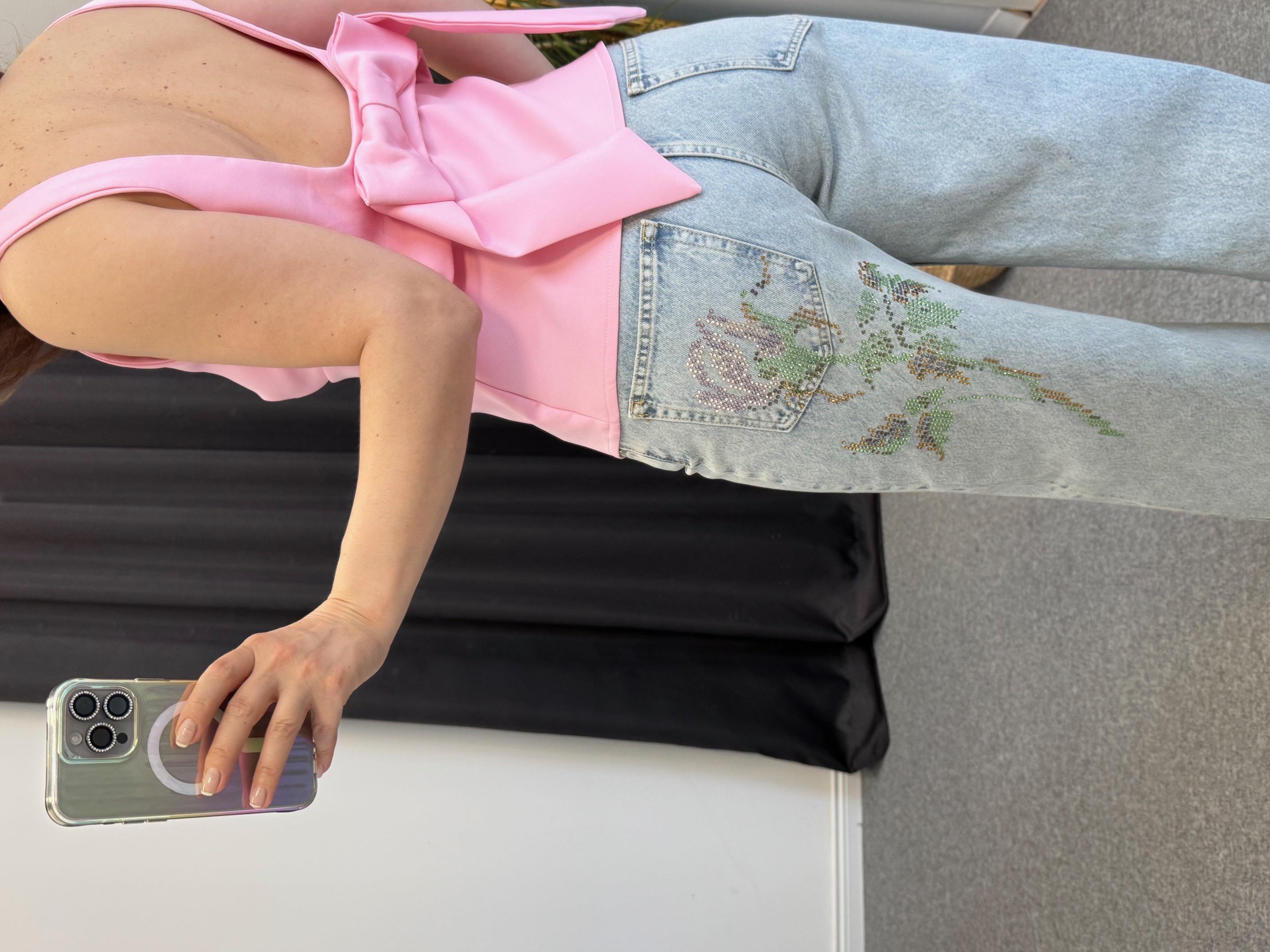Arkası Fiyonklu Bluz Pembe