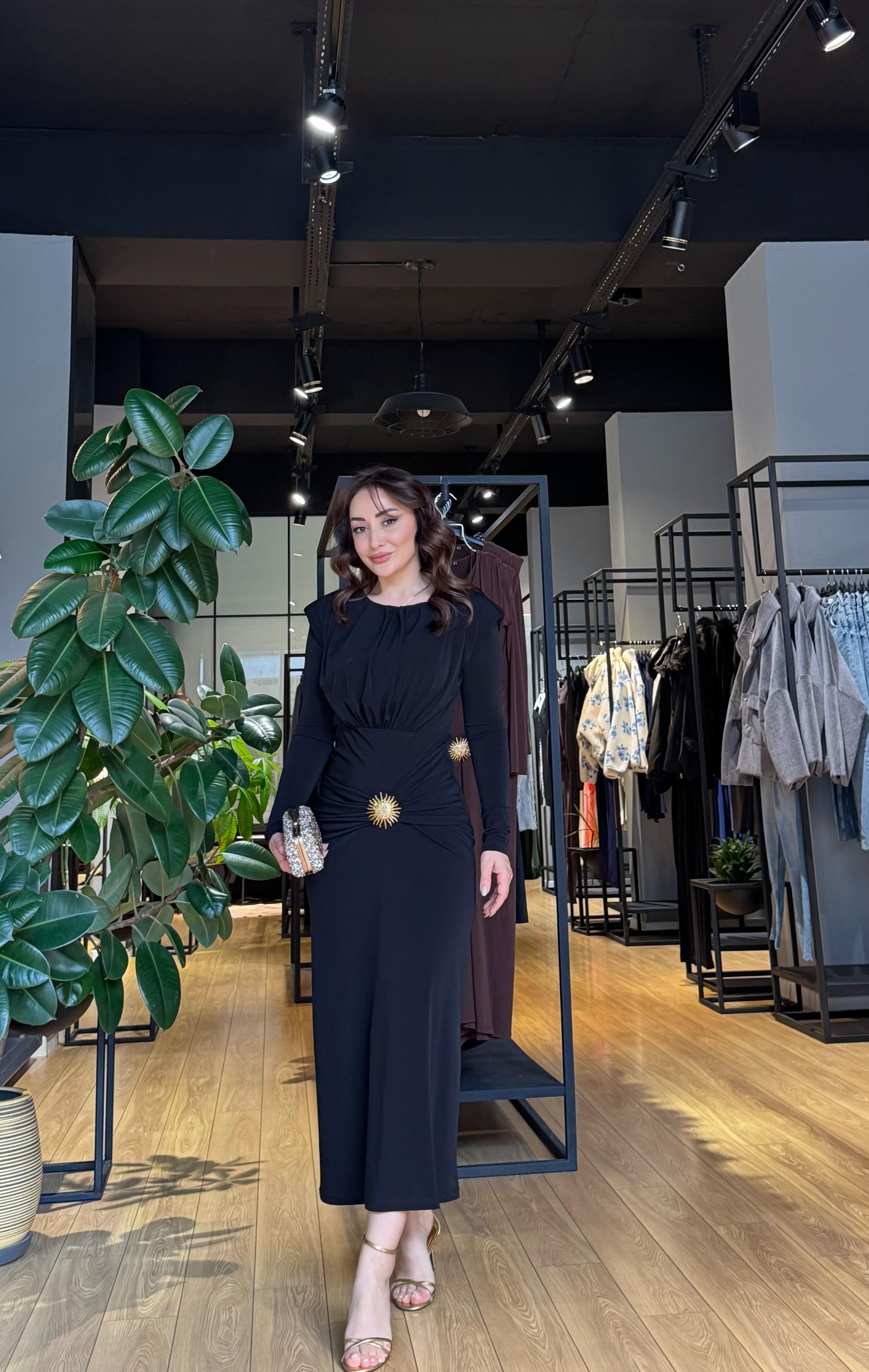 GÜNEŞ TOKALI ELBİSE SİYAH