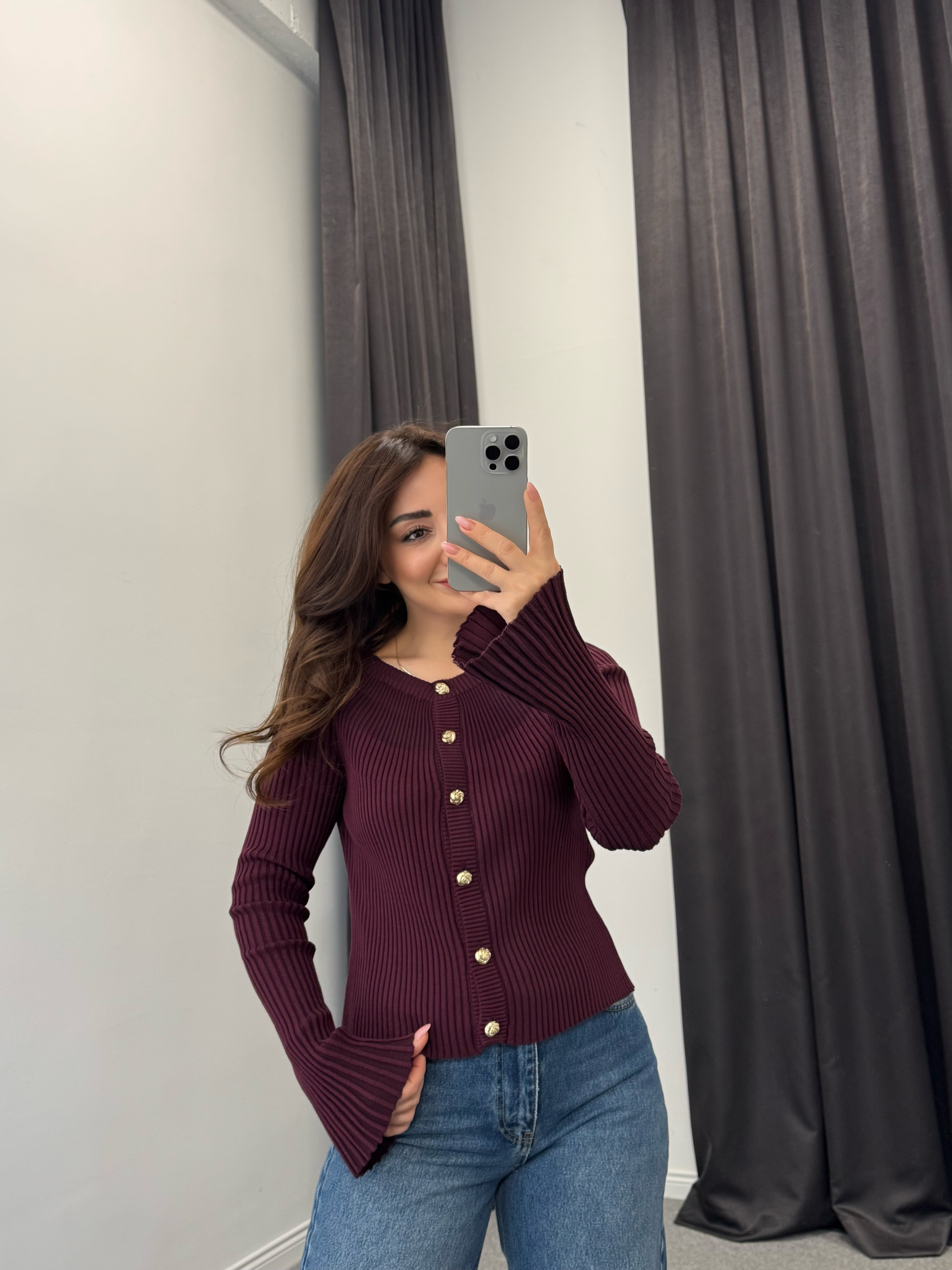 İspanyol Kol Hırka Bordo