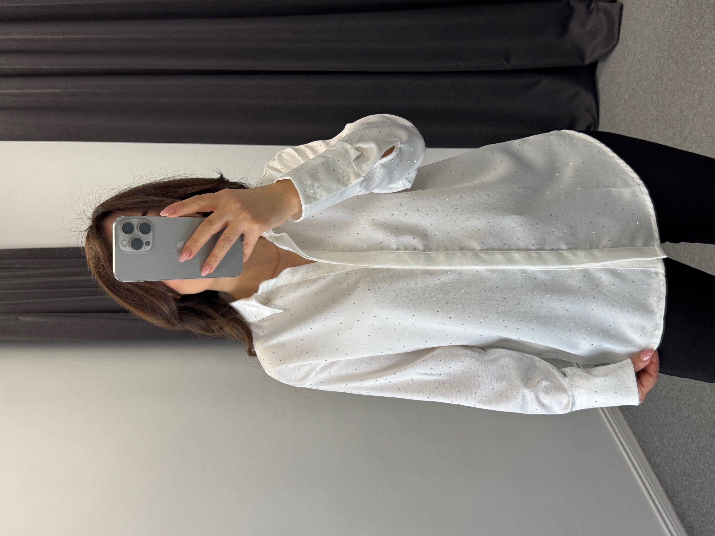 Taşlı Gömlek Beyaz