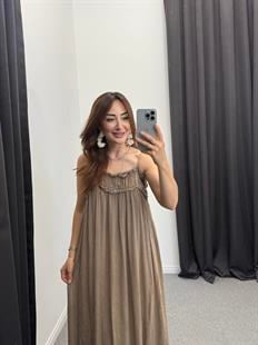 İp Askılı Elbise Vizon