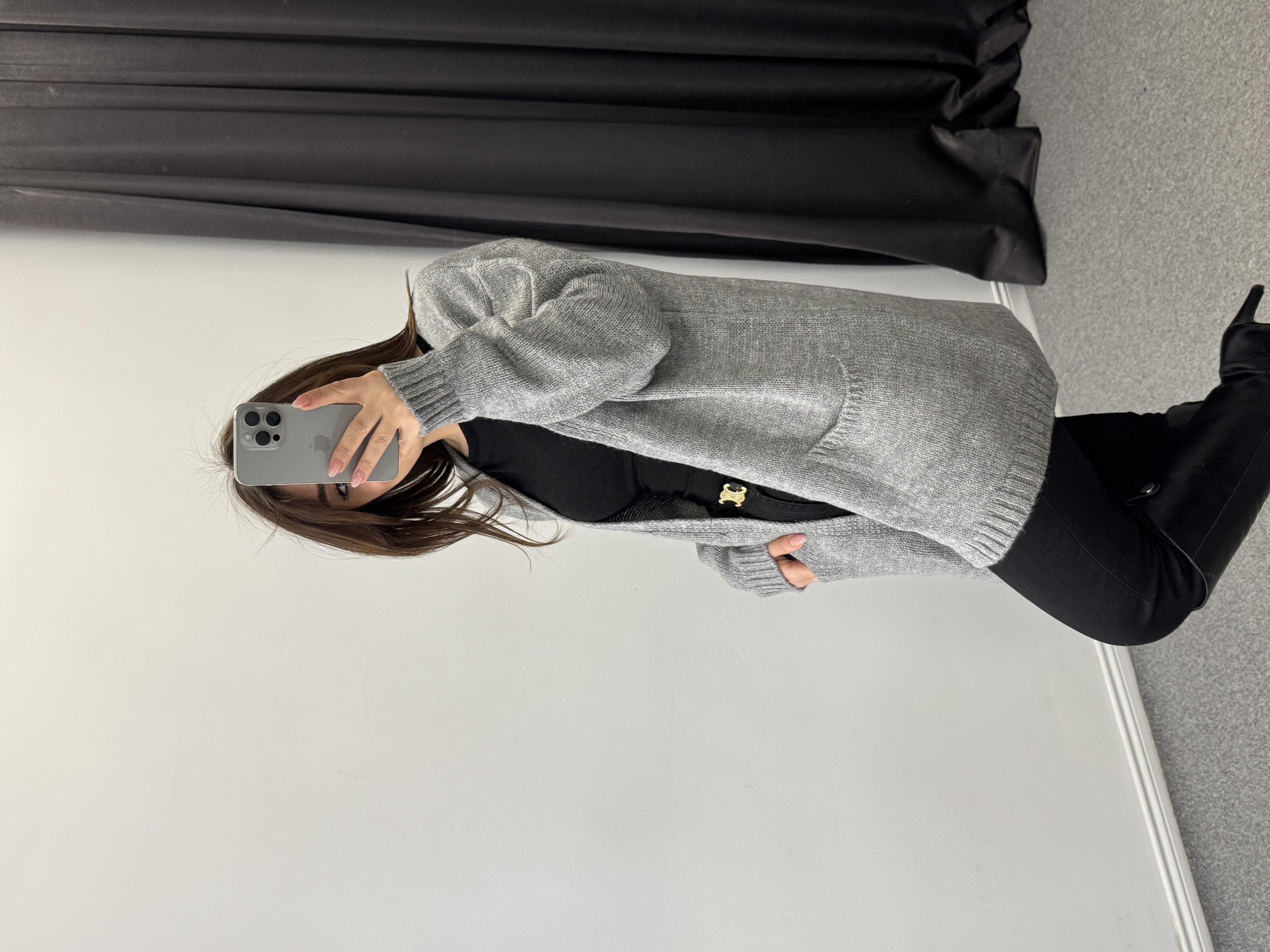 Çift Cepli Hırka Gri