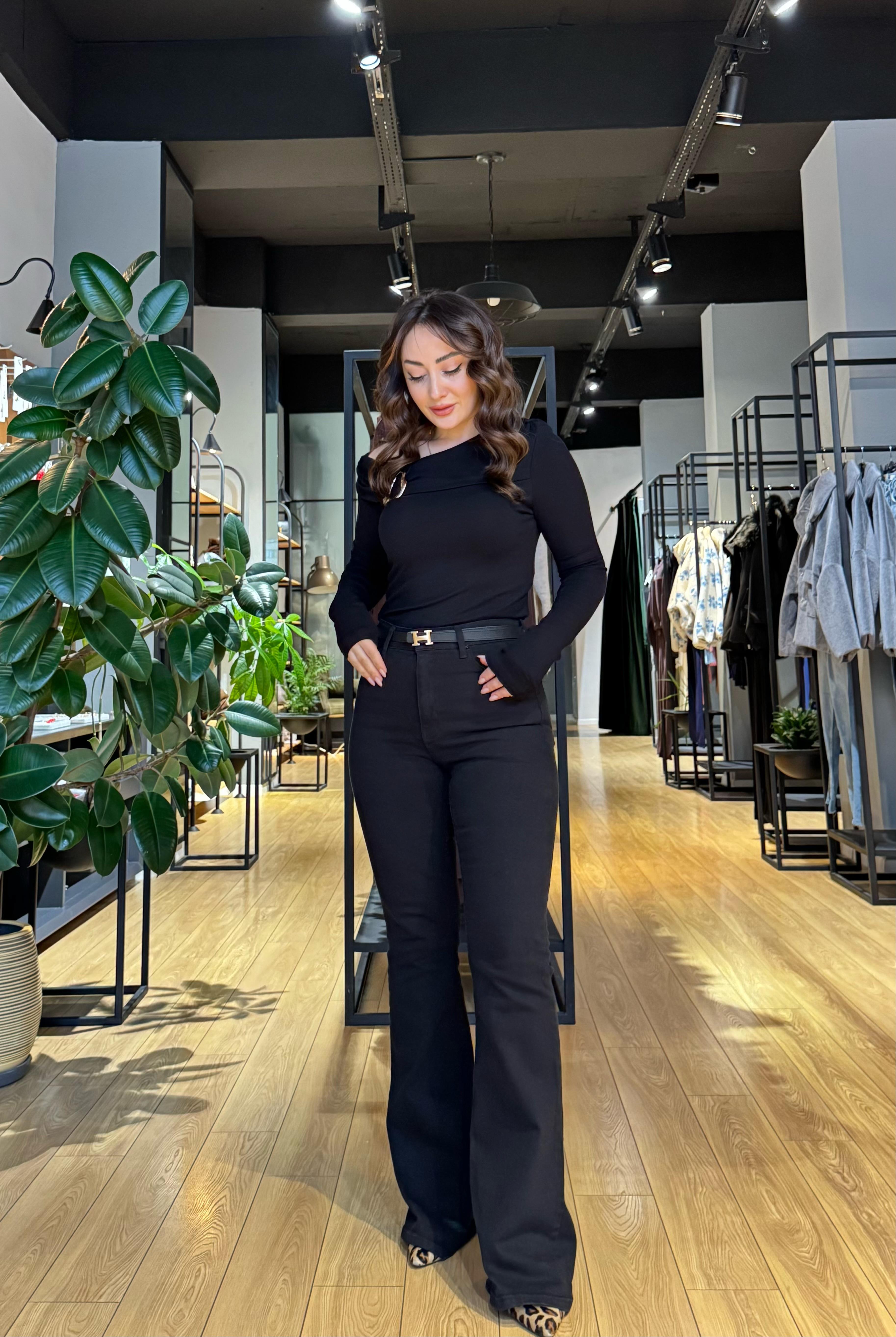 İSPANYOL LİKRALI PANTOLON SİYAH