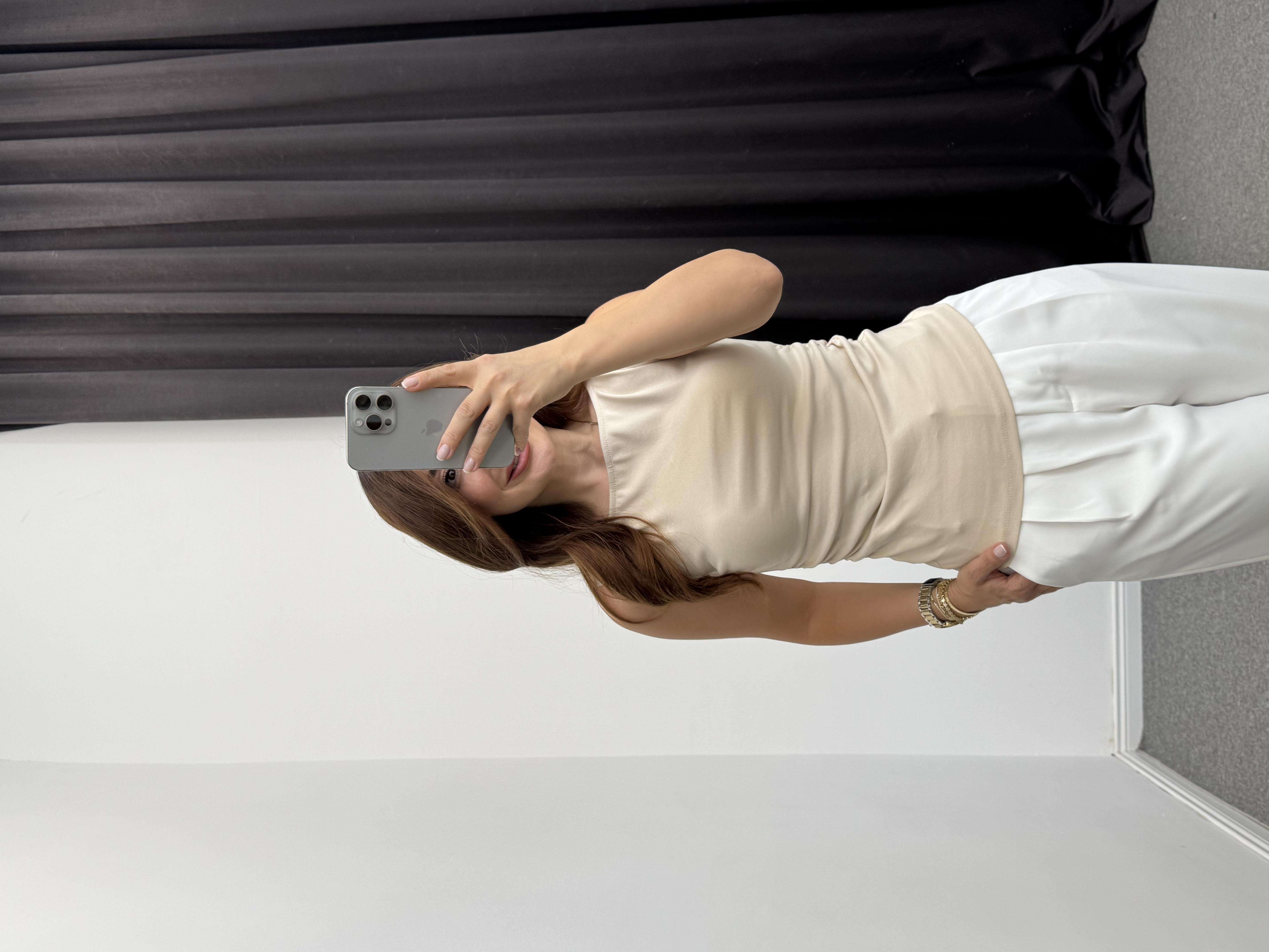 Yanları Büzgülü Bluz Bej