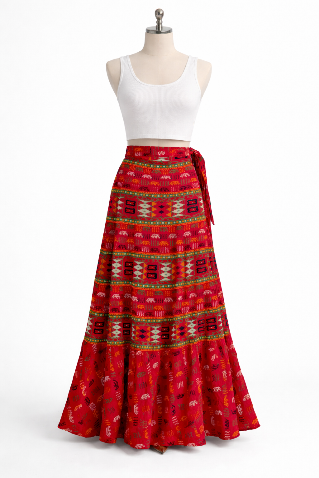 Etnik Desen Bağlamalı Etek