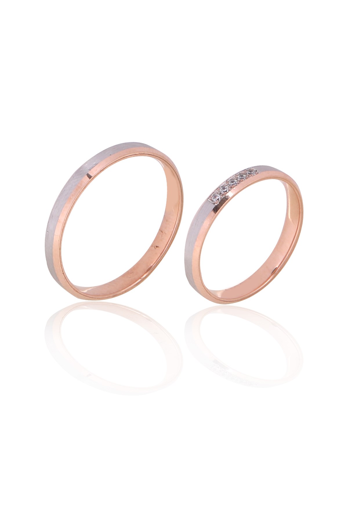 3 MM ROSE-BEYAZ ÇİFT ALYANS YÜZÜK