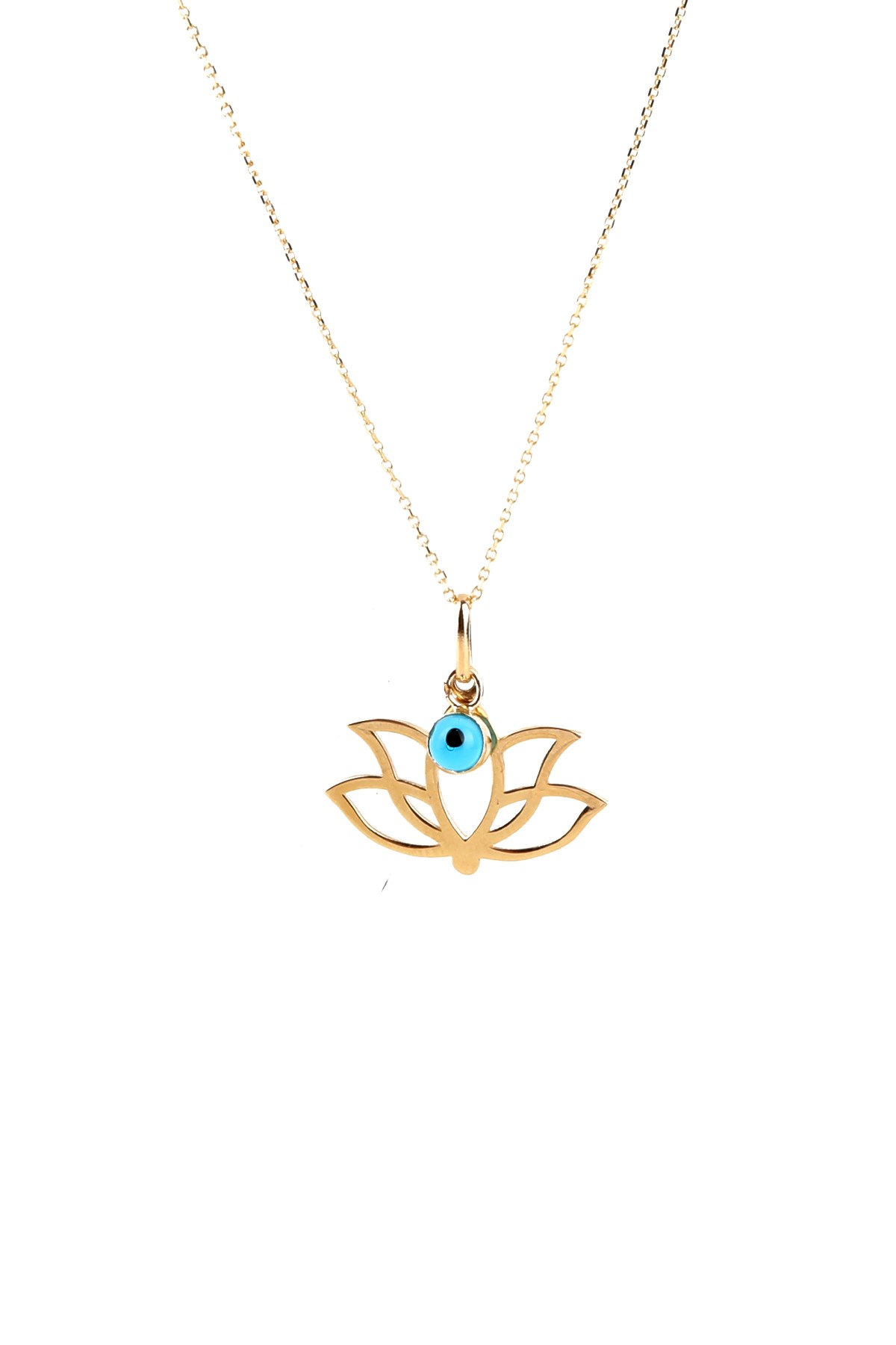 LOTUS ÇİÇEĞİ FİGÜRLÜ SARI ALTIN ZİNCİR KOLYE