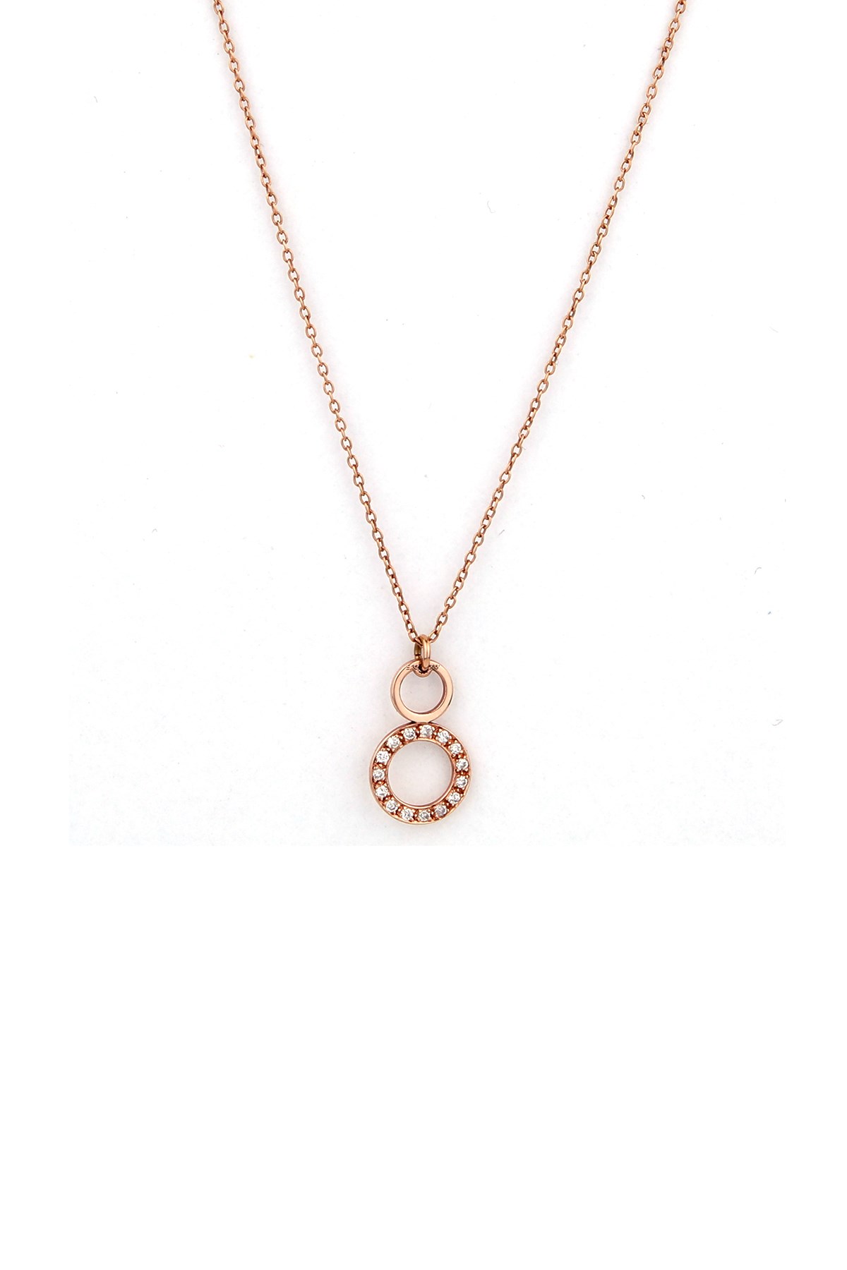 MODERN HALKA TASARIM PIRLANTA TAŞLI ROSE ALTIN KOLYE
