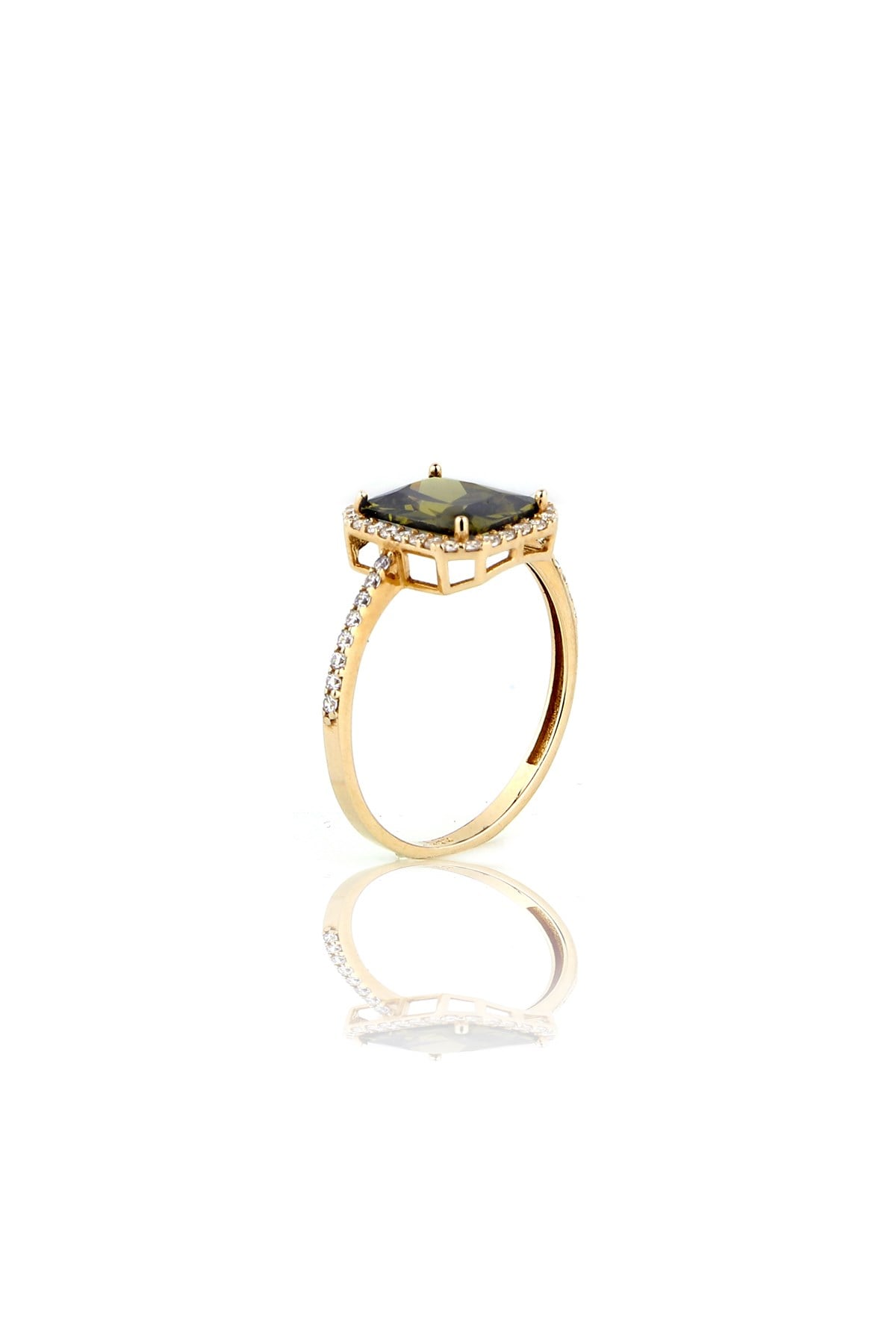 ALYANAKLAR YEŞİL TAŞLI YARIMTUR SARI ALTIN YÜZÜK Taşlı Yüzük