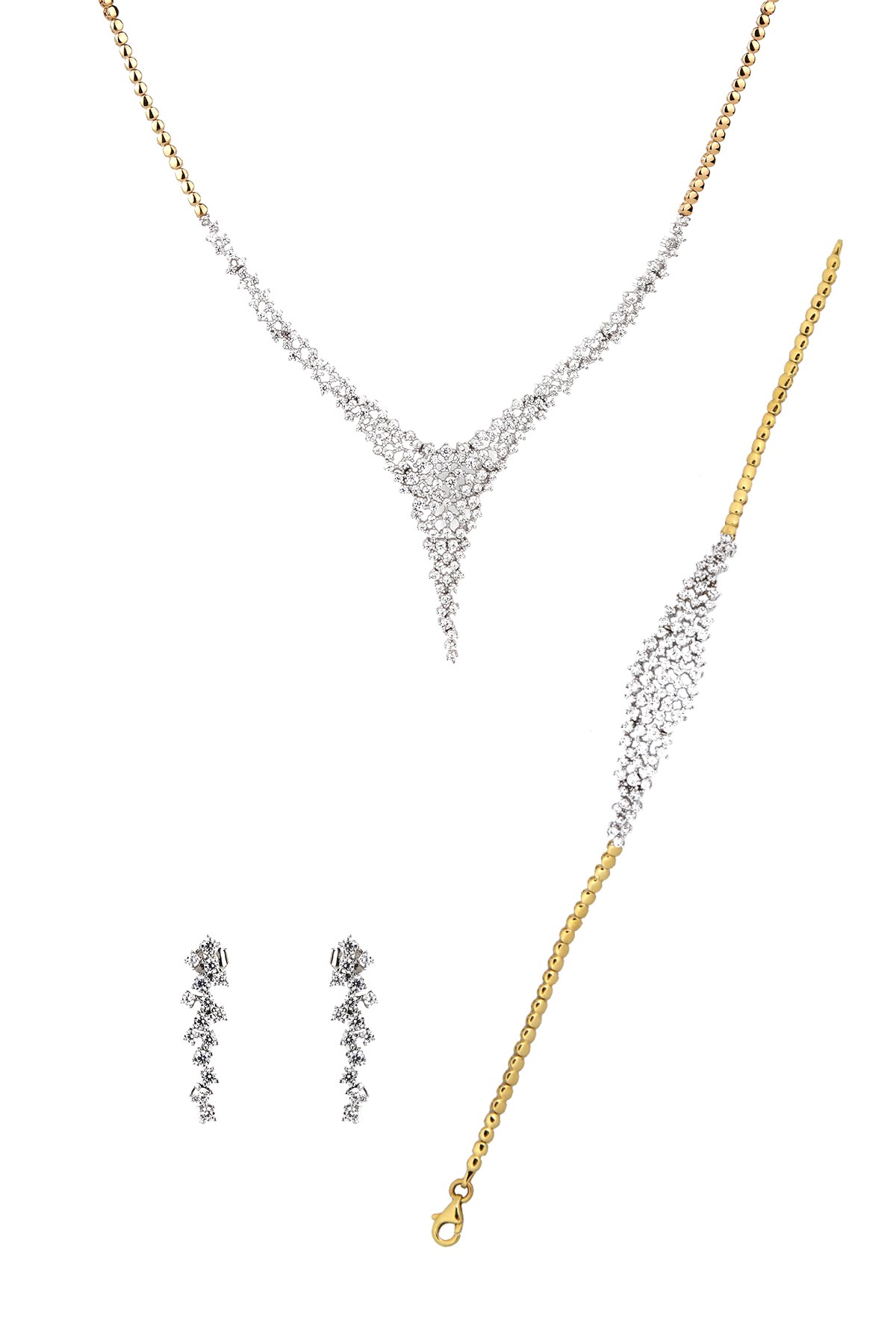 ZERAFET MODEL BEYAZ-SARI ALTIN SET