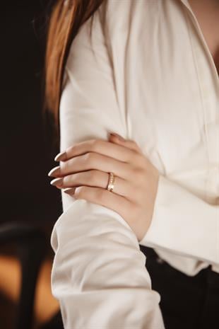 ALYANAKLAR  ÇİFT ALTIN TAŞLI ALYANS YÜZÜK Sade Alyanslar