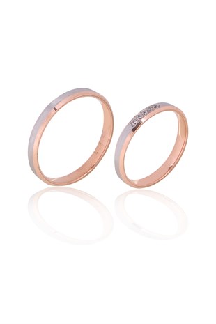 3 MM ROSE-BEYAZ ÇİFT ALYANS YÜZÜK