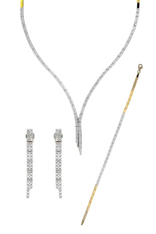 BEYAZ PIRILTI ALTIN SET