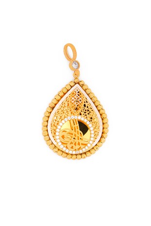 DAMLA MODEL MODERN TASARIM SARI ALTIN TUĞRALI KOLYE