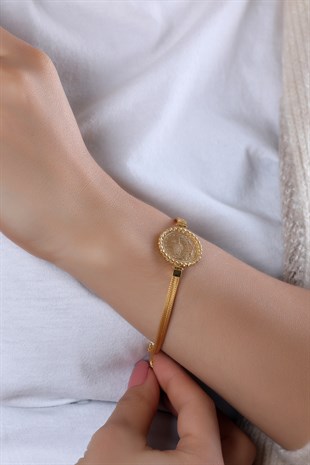 DORİKA TOPLU MODERN TASARIM SARI ALTIN BİLEKLİK