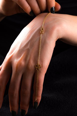 HALKALI MODERN TASARIM SARI ALTIN BİLEKLİK