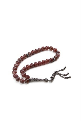 MAHOGANY OBSİDYEN DOĞAL TAŞ GÜMÜŞ TESBİH