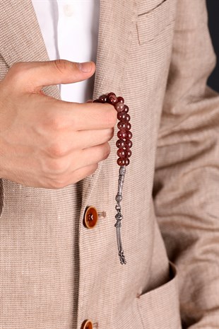 MAHOGANY OBSİDYEN DOĞAL TAŞ GÜMÜŞ TESBİH