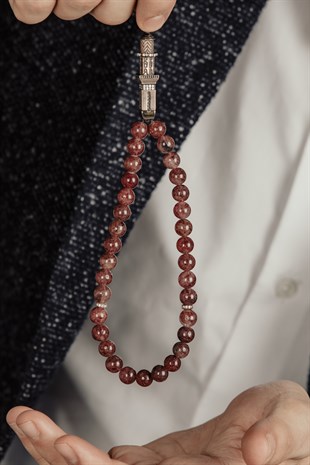 MAHOGANY OBSİDYEN GÜMÜŞ TESBİH