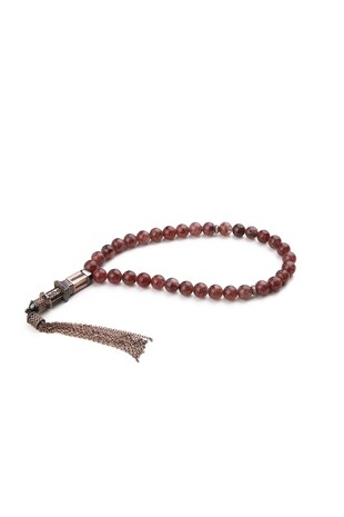 MAHOGANY OBSİDYEN GÜMÜŞ TESBİH