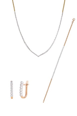 MODERN BEYAZ-SARI ALTIN SET