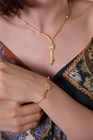 MODERN TASARIM BAGETLİ ALTIN SET