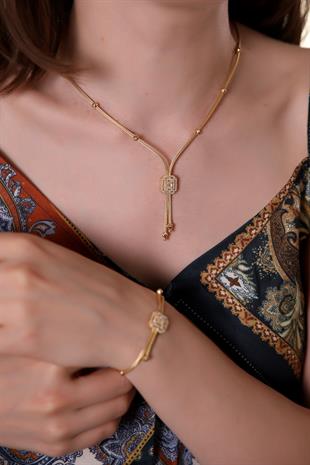 MODERN TASARIM BAGETLİ ALTIN SET
