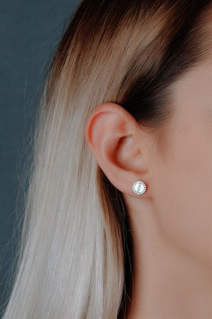 MODERN TASARIM ELMAS MONTÜRLÜ SWAROVSKİ TAŞLI SARI ALTIN SET