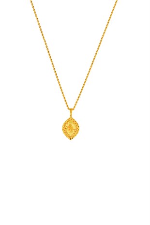 MODERN TASARIM SARI ALTIN TUĞRALI ZİNCİR KOLYE