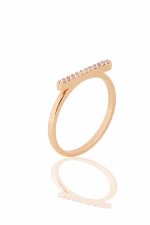 MODERN TASARIM TAŞLI ROSE ALTIN YÜZÜK
