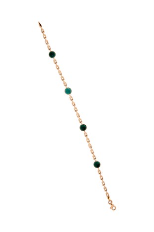 MODERN TASARIM YEŞİL TAŞLI SARI ALTIN BİLEKLİK