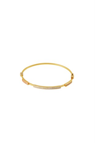 ROSE BEYAZ GOLD DETAYLI SARI ALTIN KELEPÇE BİLEKLİK
