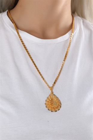 SARI ALTIN TUĞRALI ZİNCİR KOLYE