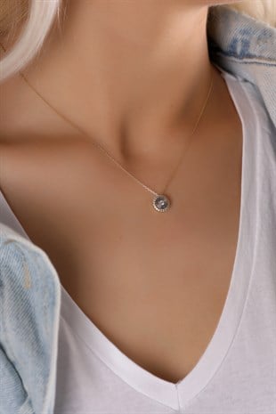 TAŞLI MODEL SARI ALTIN KOLYE