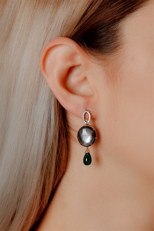 YEŞİL DAMLA MODEL TAŞLI KOLYE KÜPE TAKIM