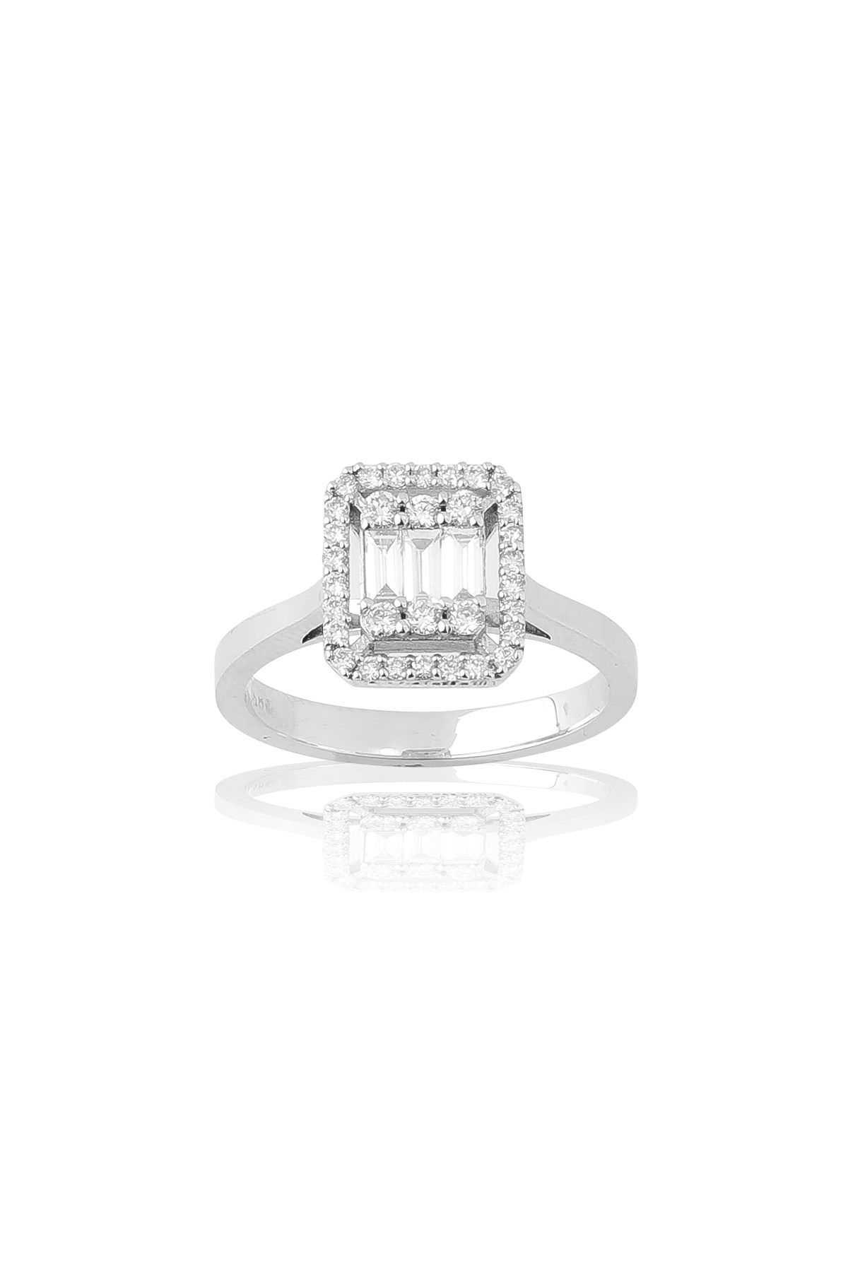 ALYANAKLAR 0.46 CT F/G VS/S BAGET PIRLANTA YÜZÜK Baget Yüzükler