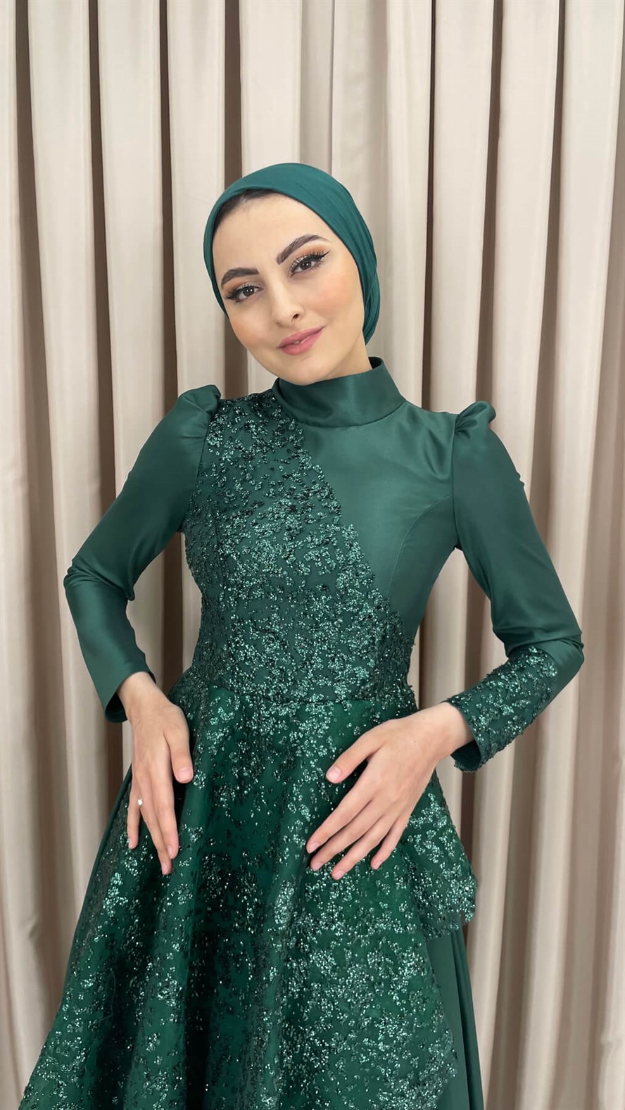 0030 EFSA Abiye Elbise-Zümrüt