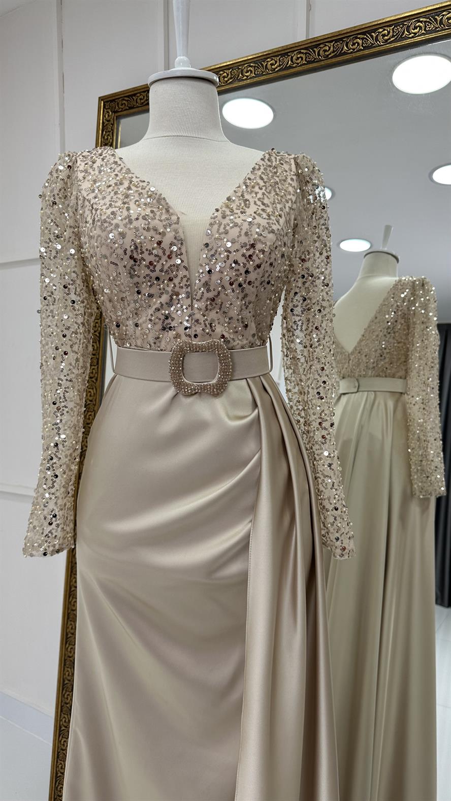 09 N Abiye Elbise-Gold Rengi