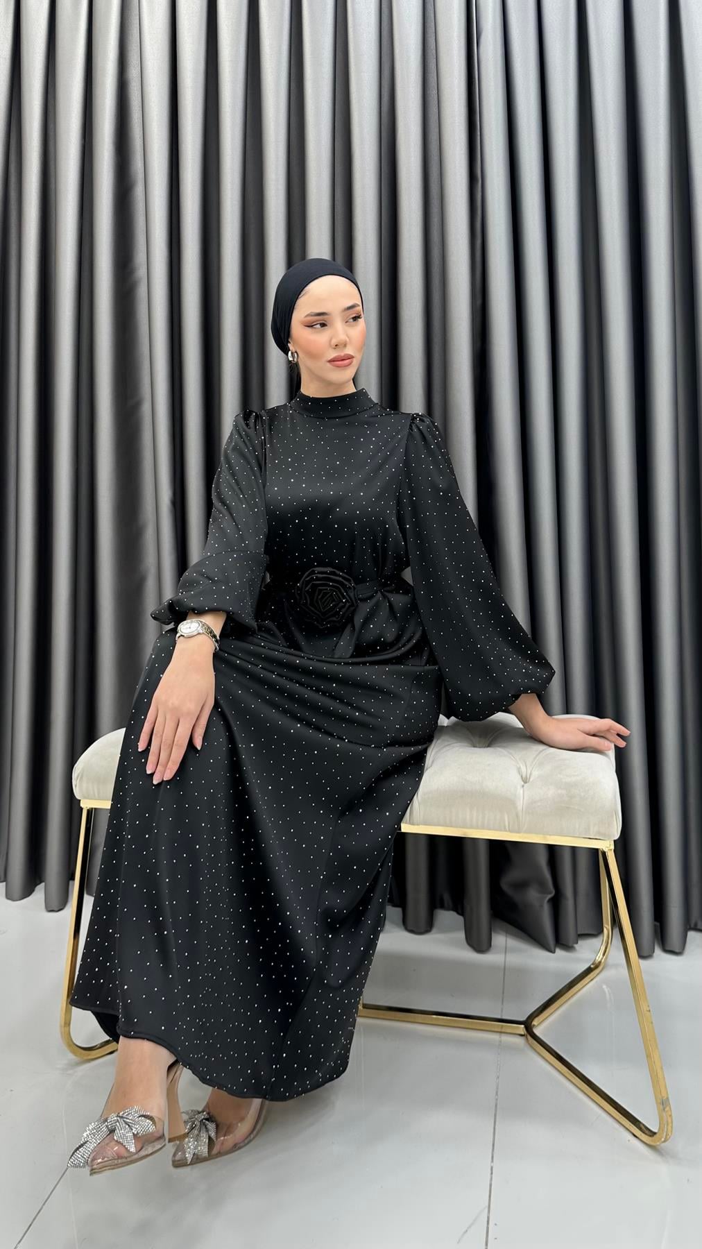 1023 Y Abiye Elbise-Siyah
