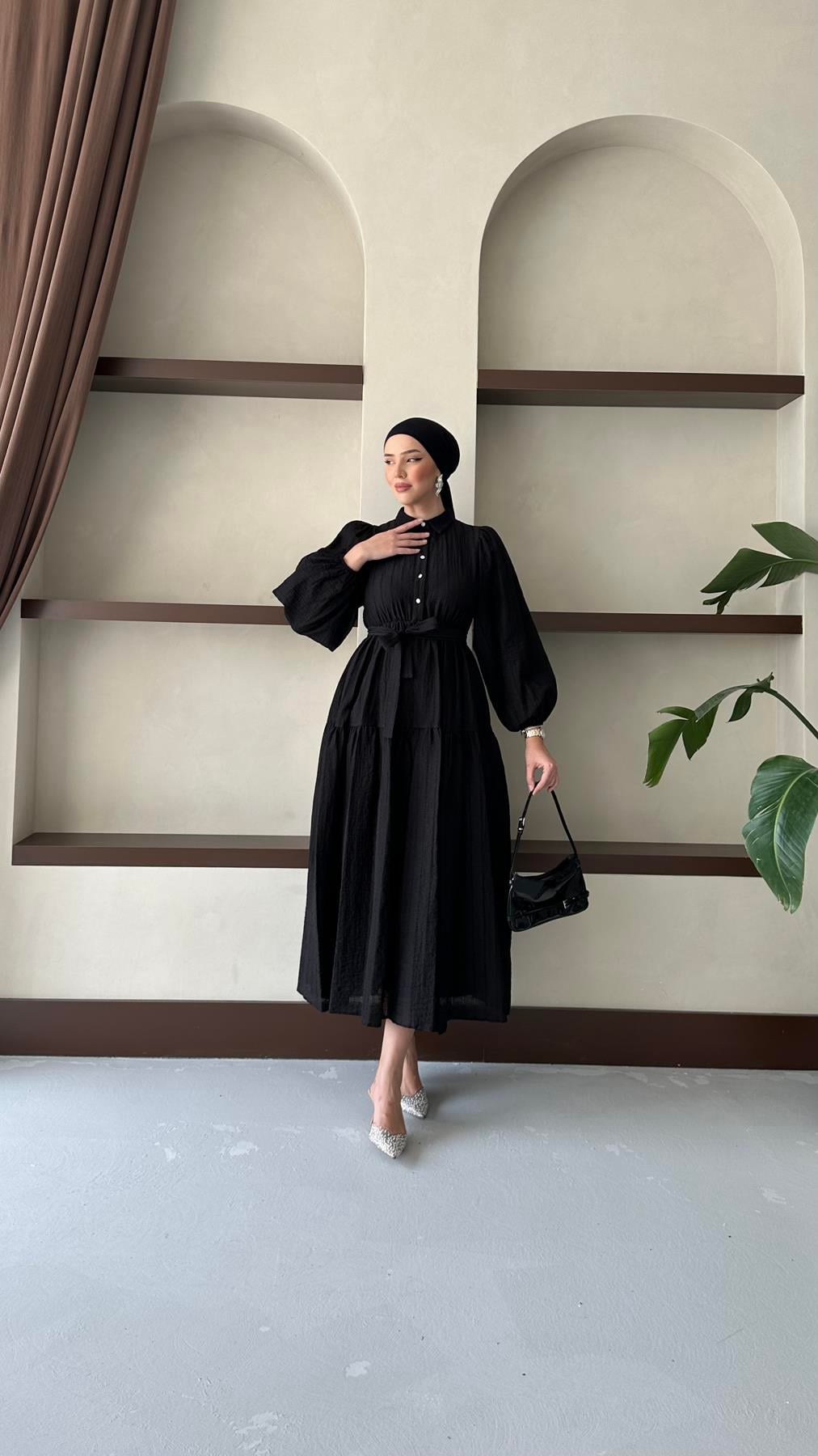 1065 Y Bayan Elbise-Siyah