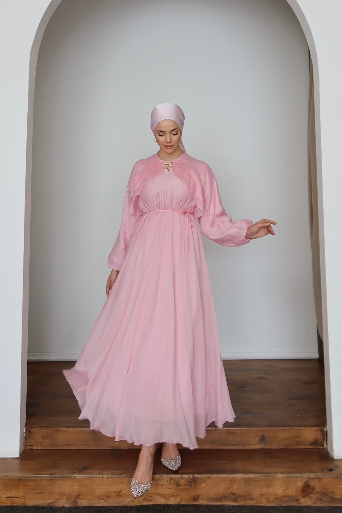 1117 Y Bayan Elbise-Pembe